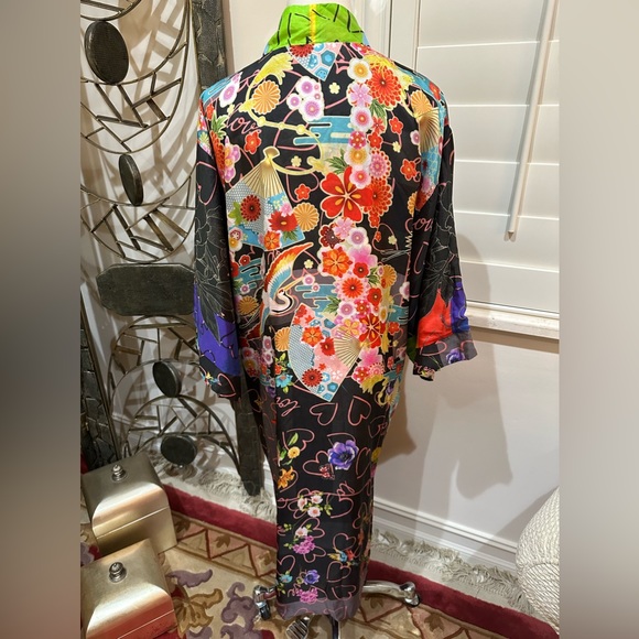 Johnny Was Fugi Brazil Flower Reversible Silk Kamono small  NWOT - Picture 2 of 10